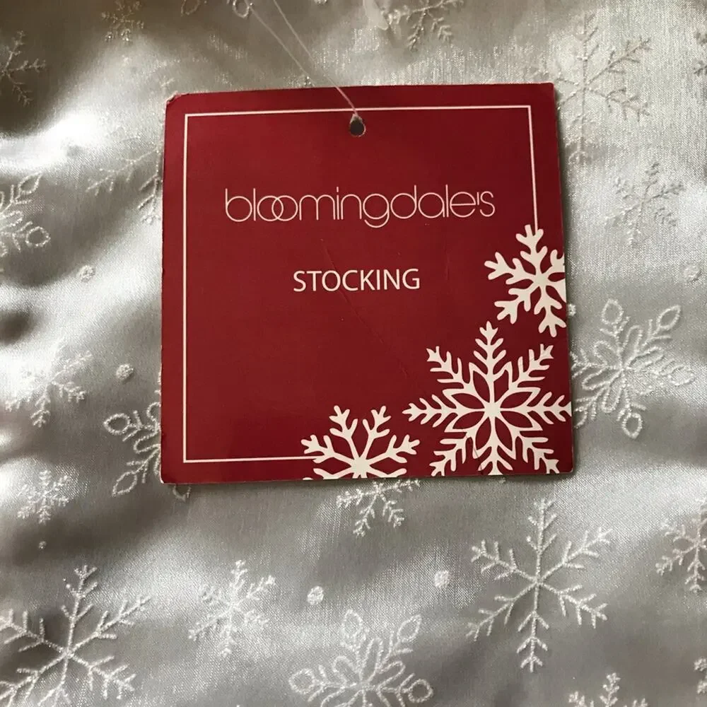 Bloomingdales Xmas Stocking Silver White Snowflake